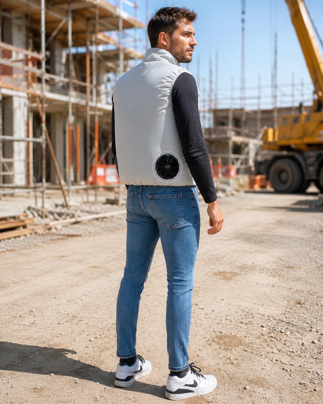 Gilet grigio con ventola