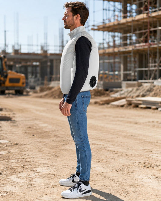 Gilet grigio con ventola