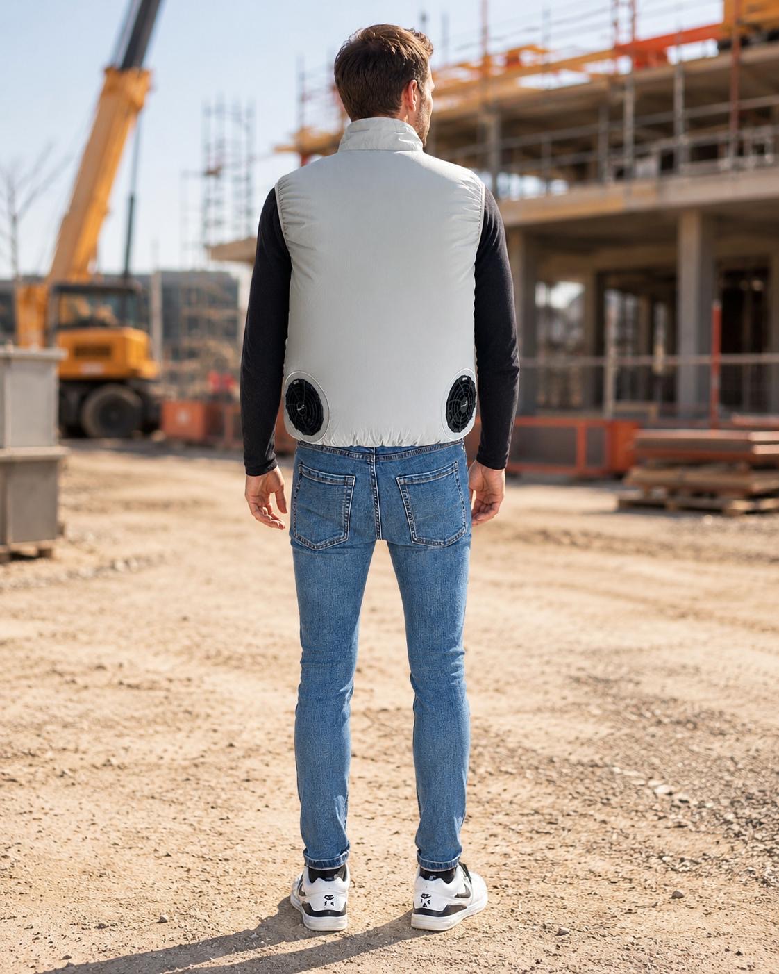 Gilet grigio con ventola