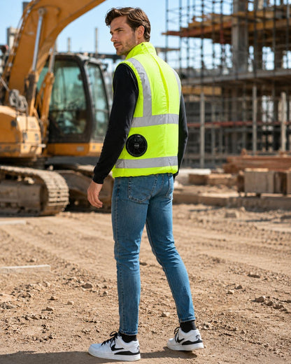 Gilet da lavoro verde con ventola