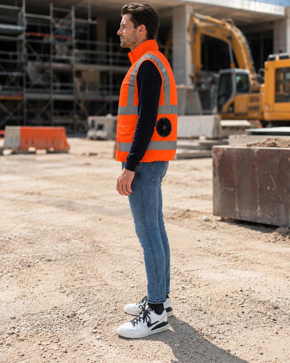 Gilet da lavoro arancione con ventola