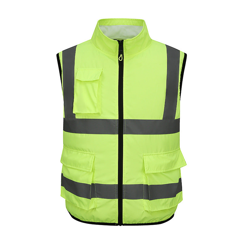 Green work vest with fan