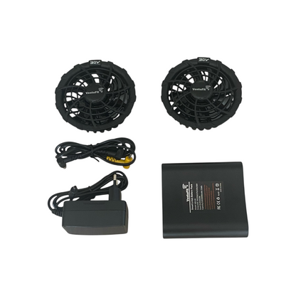 Green work vest with fan